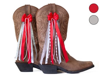 Ohio College GameDay Boot Bows | Red and Gray Boot Bows | College GameDay Accessory | Ohio GameDay