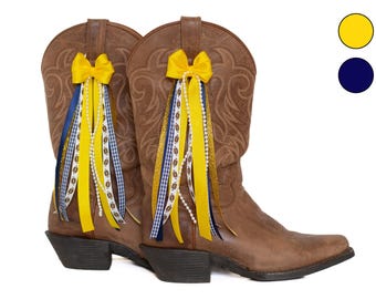 Michigan GameDay FanPack | 2 Pairs of Yellow and Navy Boot Bows | Game-day Accessory | Michigan Game-day