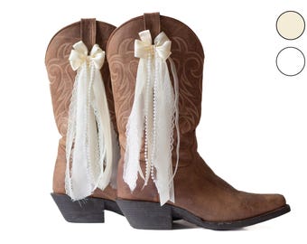 Lazos para botas de concierto country en color crema y blanco / Lazos para botas en color crema y blanco / Accesorio para botas de concierto country / Lazos para botas de concierto