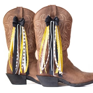 Alabama College GameDay Boot Bows | Black and Yellow Boot Bows | Game-day Accessory | Alabama GameDay
