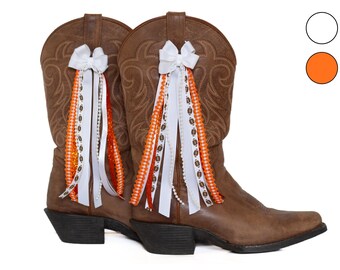 Tennessee GameDay FanPack | 2 Pairs of Orange and White Boot Bows | Game-day Accessory | Tennessee Game-day
