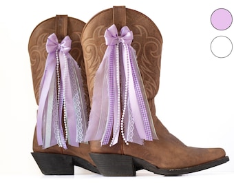 Lazos para botas de concierto country morados y blancos / Lazos para botas morados y blancos / Accesorio para botas de concierto country / Lazos para botas femeninos