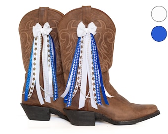 Kentucky GameDay FanPack | 2 Pairs of Blue and White Boot Bows | Game-day Accessory | Kentucky Game-day
