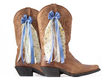 Blue and Yellow Floral Boot Bows | Pink Flower Bows | Summer Concert Boot Accessory