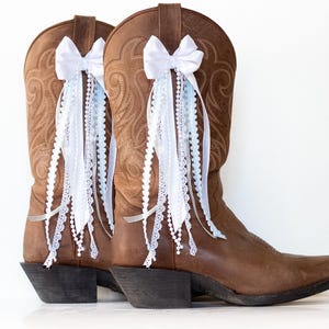 Light Blue and White Country Concert Boot Bows | Light Blue and White Boot Bows | Country Concert Boot Accessory | Cute Boot Bows