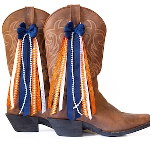 Lazos para botas de Virginia College GameDay / Lazos para botas azul marino y naranja / Accesorio para el día del juego / Virginia Game-day