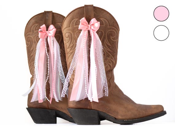 Pink and White Country Concert Boot Bows | Pink and White Boot Bows | Country Concert Boot Accessory