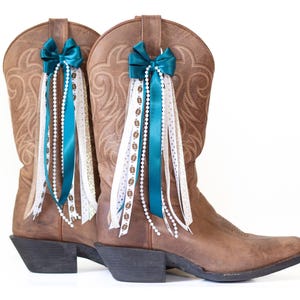 South Carolina College GameDay Boot Bows | Teal and Gold Boot Bows | College GameDay Accessory | South Carolina GameDay