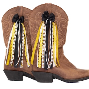 Black and Yellow GameDay Boot Bows | Game-day Accessory