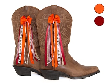 Virginia GameDay FanPack | 2 Pairs of Maroon and Orange Boot Bows | Game-day Accessory | Virginia Game-day