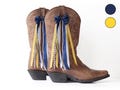 West Virginia College GameDay Boot Bows | Navy, Yellow, and Gold Boot Bows | Game-day Accessory | West Virginia Game-day
