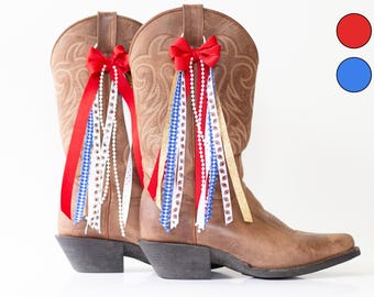 Texas College GameDay Boot Bows | Red and Blue Boot Bows | Game-day Accessory | Texas Game-day