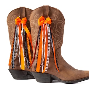 Lazos para botas Oklahoma College GameDay / Lazos naranjas y negros para botas / Accesorio para el día del partido / Oklahoma Gameday