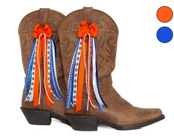 Florida GameDay FanPack | 2 Pairs of Blue and Orange Boot Bows | Game-day Accessory | Florida Game-day
