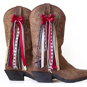 Florida College GameDay Boot Bows | Garnet, Gold, Black and White Boot Bows | Game-day Accessory | Florida Game-day