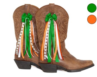 Florida GameDay FanPack | 2 Pairs of Green and Orange Boot Bows | Game-day Accessory | Florida Game-day