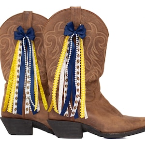 Navy, Yellow, and Gold College GameDay Boot Bows | GameDay Accessory image 1