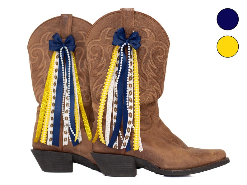 Navy, Yellow, and Gold College GameDay Boot Bows | GameDay Accessory image 1