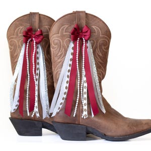 Texas College GameDay Boot Bows | Maroon and Gray Boot Bows | Game-day Accessory | Texas Game-day