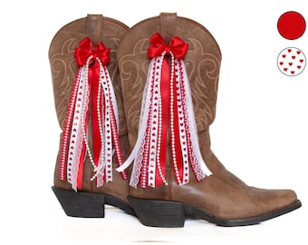 Valentines Boot Bows | Red and White Heart Boot Bows | Valentines Accessories