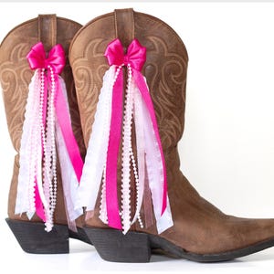 Hot Pink and Light Pink Country Concert Boot Bows | Pink and White Boot Bows | Country Concert Boot Accessory | Bachelorette Boot Bows