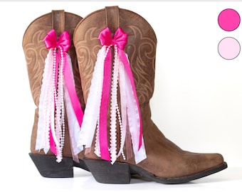 Lazos para botas de concierto country en rosa fuerte y rosa claro / Lazos para botas rosas y blancos / Accesorio para botas de concierto country / Lazos para botas de despedida de soltera