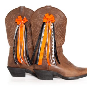 オクラホマ大学ゲームデーブーツボウ | オレンジと黒のブーツボウ | ゲームデーアクセサリー | オクラホマ大学ゲームデー