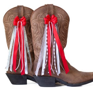 Lazos para botas Alabama College GameDay / Lazos para botas carmesí y gris / Accesorio de fútbol americano universitario / Alabama GameDay
