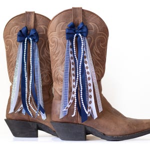 Pennsylvania College GameDay Boot Bows | Navy and White Boot Bows | Game-Day Boot Accessory | Pennsylvania GameDay
