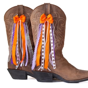 South Carolina College GameDay Boot Bows | Orange and Purple Boot Bows | GameDay Accessory | Boot Bows