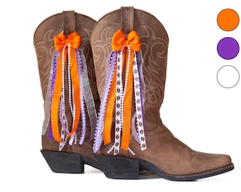 South Carolina College GameDay Boot Bows | Orange and Purple Boot Bows | GameDay Accessory | Boot Bows