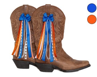Lazo para bota GameDay del Idaho College / Lazo azul y naranja para bota GameDay / Accesorio para bota GameDay del Idaho College