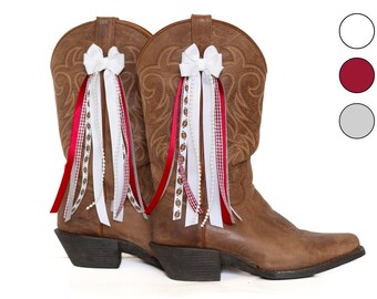 Texas GameDay FanPack | 2 Pairs of Maroon and White Boot Bows | Game-day Accessory | Texas Game-day