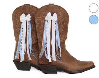 North Carolina GameDay FanPack | 2 Pairs of Light Blue and White Boot Bows | Game-day Accessory | NC Game-day
