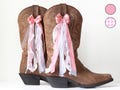 Pink and White Gingham Coastal Cowgirl Boot Bows | Pink and White Gingham and Chiffon Boot Bows | Country Concert Boot Accessory