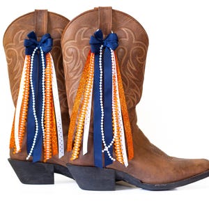 Navy and Orange Boot Bows | Game-day Accessory