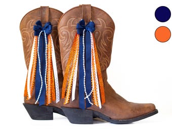 Alabama College GameDay Boot Bows | Navy and Orange Boot Bows | Game-day Accessory | Alabama Game-day