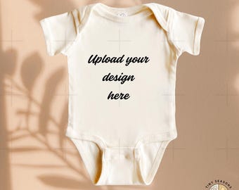 Baby Onesie Mockup, Rabbit skins 4400 Natural Mockup Neutral Baby Onesie Mockup, Flat Lay Baby Onesie Mockup, Boho Baby Onesie Mockup