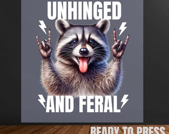 Unhinged Feral Raccoon DTF Print: Rock'n Roll Tee Transfer