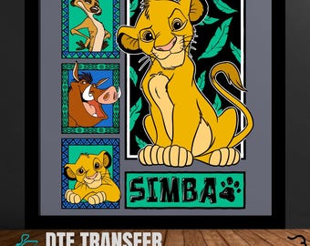 Camiseta con estampado de safari en la jungla: Simba del Rey León (DTF)