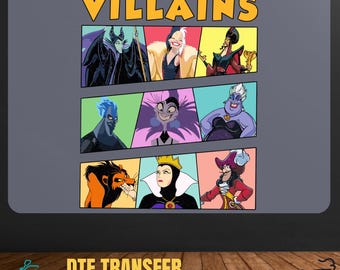 Retro Disney Villains DTF Transfer, Ready to Press