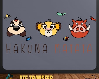 Transferencia Hakuna Matata DTF: Rey León, Simba, Pumba, Timón