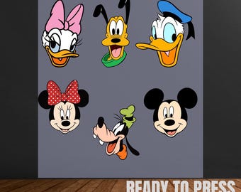Mouse and Friends Checkered DTF Transfer, Retro Disney Design