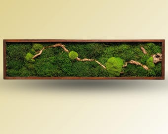 Preserved Stabilized Moss and Wood Wall Art, Horizontal Wooden Frame Moss Wall Decor, Nature Moss Wall Art, New Home Gift, Wall Hanging