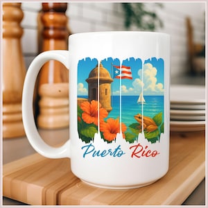 Puerto Rico Ceramic Mug 15 oz | Puerto Rican Coffee Cup | Puerto Rico Gift | Coffee Lovers Mug | Puerto Rico Gift for Her or Him