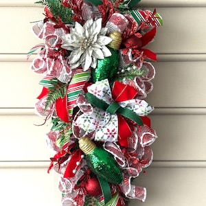 Christmas swag for front door, Front door Christmas swag, Christmas swag decor, Christmas decor for door, Christmas door wreath Holiday swag