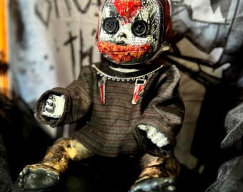 Horror Spooky  Doll with Button Eyes & Stitched Face
