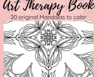 Art Therapy Mandala Coloring Book | 20 Hand-Drawn Stress Relief Pages (Digital Download)