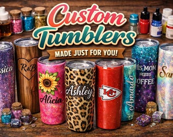 Custom Snow Globe / Sublimation Tumbler: Glitter Personalized Tumblers