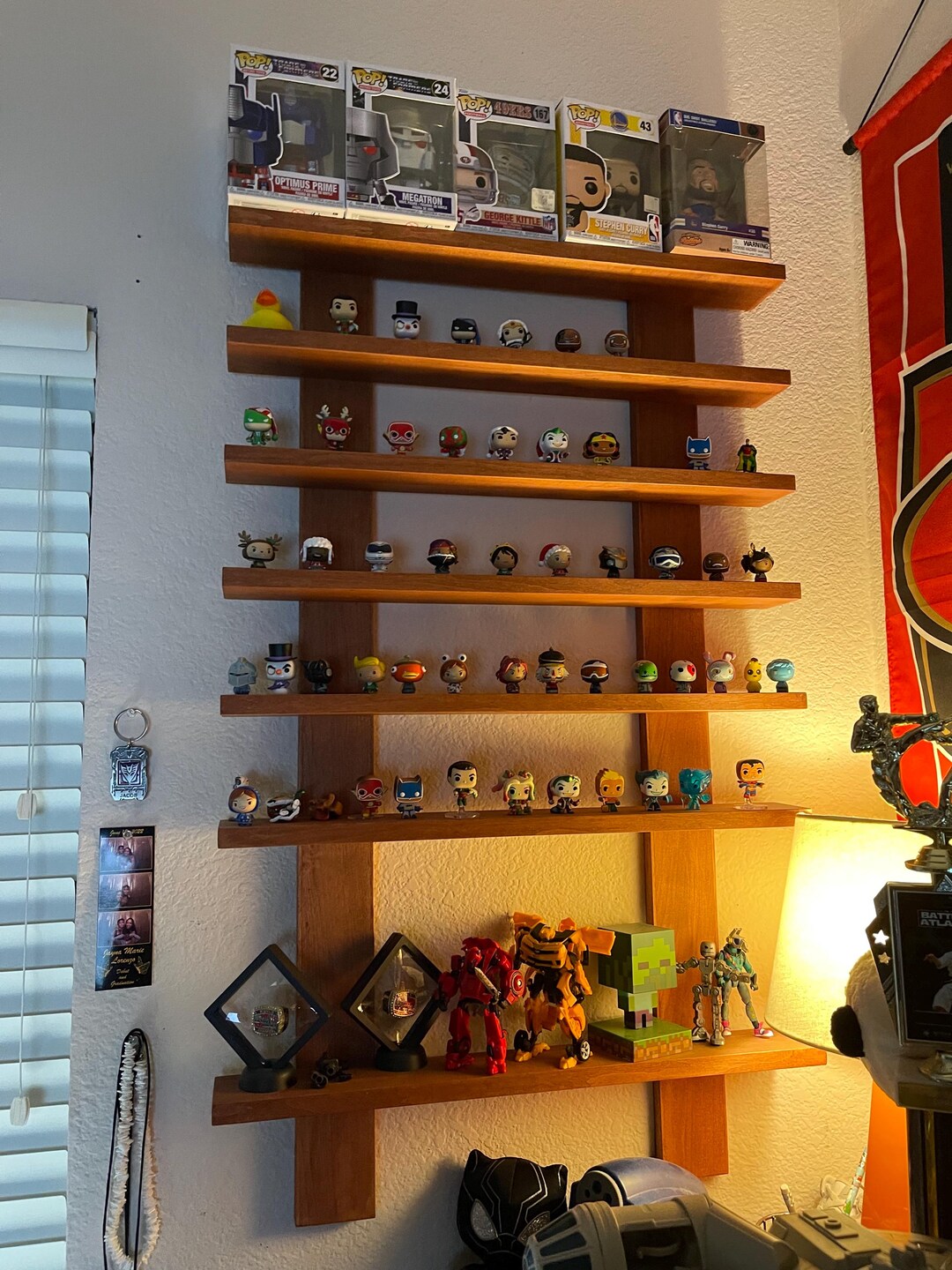Popself Items Wall Mount Toy Shelf/ Funko Pop Shelf/ Bitty Pop Shelf/ American Walnut ...
